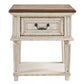 1 Drawer Wooden Frame Nightstand with Tapered Legs Brown and Antique White By Casagear Home BM215071