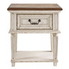 Nightstand | 1 Drawer | Tapered Legs | Brown & Antique White BM215071