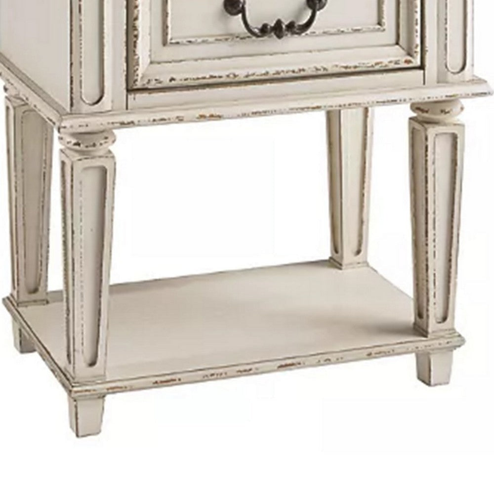 Nightstand | 1 Drawer | Tapered Legs | Brown & Antique White BM215071
