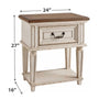 Nightstand | 1 Drawer | Tapered Legs | Brown & Antique White BM215071