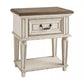 1 Drawer Wooden Frame Nightstand with Tapered Legs Brown and Antique White By Casagear Home BM215071