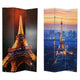 71 Inch 3 Panel Room Divider, EIFFEL TOWER Digital Print, Multicolor