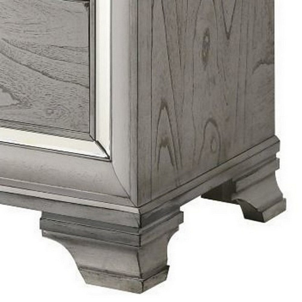 5 Drawers Wooden Frame Chest with Square Crystal Knobs Gray and Silver By Casagear Home BM215120