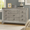Beaded Wooden Frame Dresser with 10 Drawers, Gray and Silver