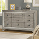 Beaded Wooden Frame Dresser with 10 Drawers, Gray and Silver