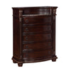 Tall Dresser Chest | 5 Drawer | Engraved Details | Bun Feet | Cherry Brown