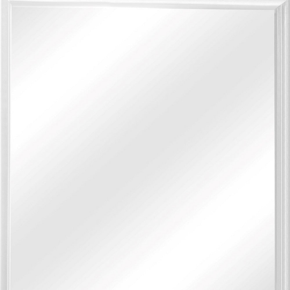 38" Square Wood Frame Dresser Top Mirror, White By Casagear Home