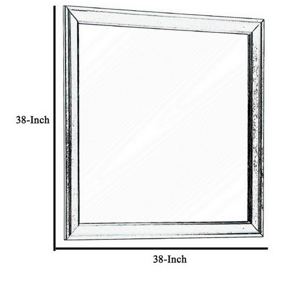 Dresser Mirror | Square | Molded Wood Frame | Cherry & Silver BM215171