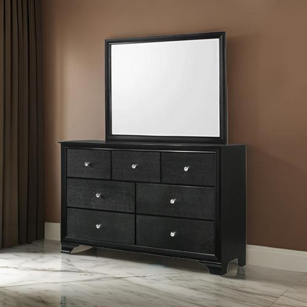 45’’ X 35’’ Wood Frame Dresser Top Mirror Black By Casagear Home BM215210