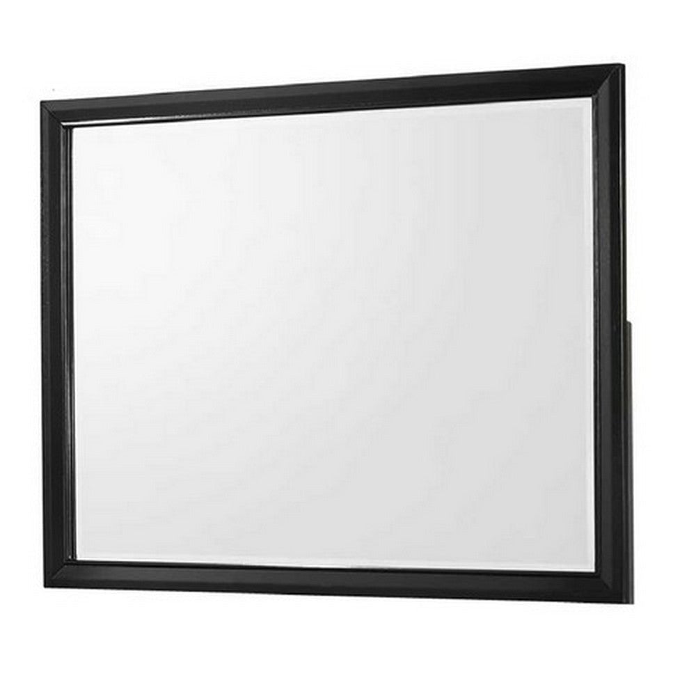 Dresser Mirror | Rectangular | Wood Frame | Black & Silver