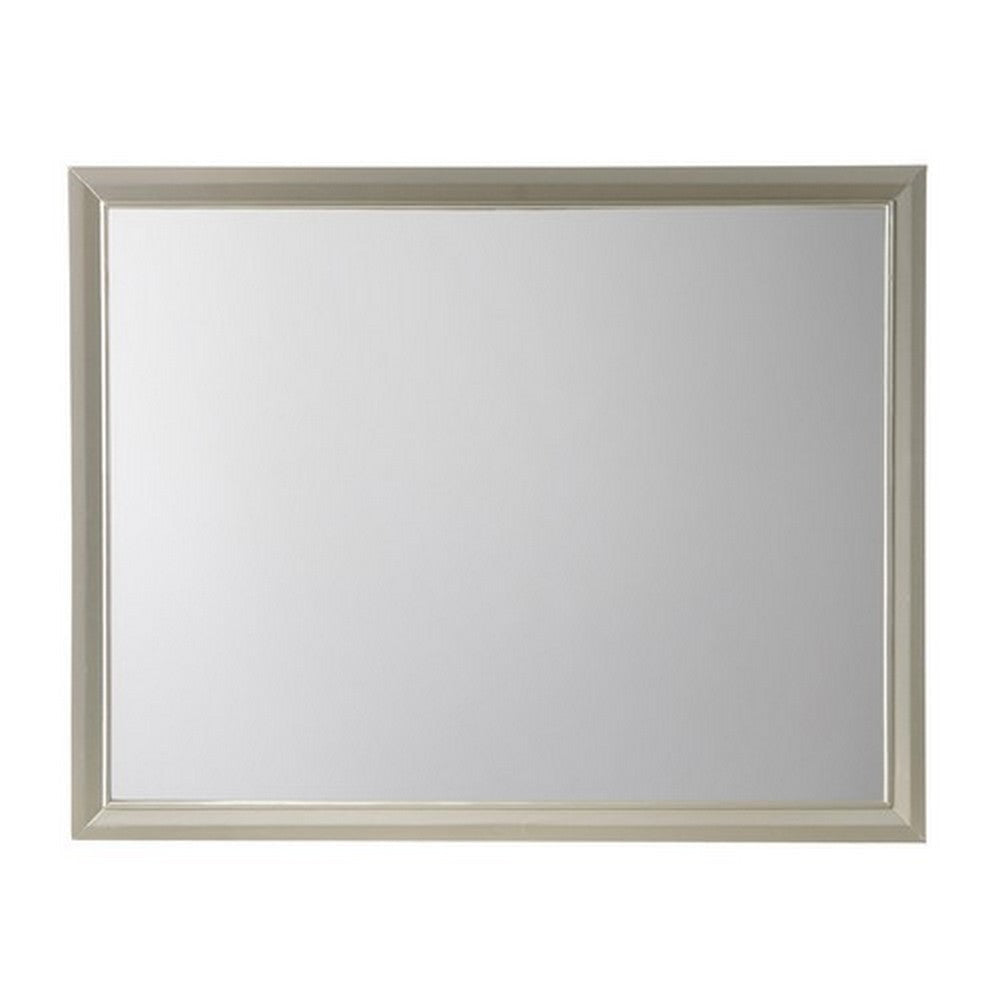 Dresser Mirror | Rectangular | Wood Encased | Champagne Silver