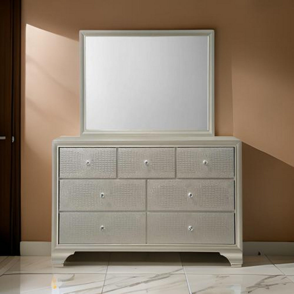 45’’ X 35’’ Wood Frame Dresser Top Mirror Champagne By Casagear Home BM215211