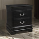 Nightstand | 2 Drawer | Antique Pull Handles | Wood Frame | Black