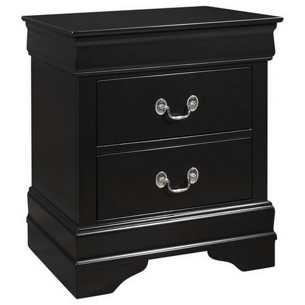 2 Drawer Nightstand with Metal Pulls Black By Casagear Home BM215224