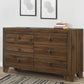 6 Drawer Wooden Dresser with Round Knobs and Tapered Legs Brown By Casagear Home BM215246