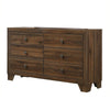 6 Drawer Wooden Dresser with Round Knobs and Tapered Legs, Brown By Casagear Home