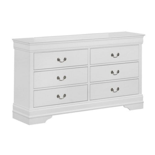 Dresser | 6 Drawer | Transitional | Metal Pull Handles | White