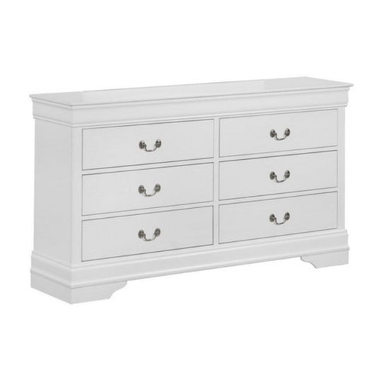 Dresser | 6 Drawer | Transitional | Metal Pull Handles | White