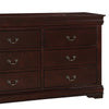 Transitional Style 6 Drawer Dresser with Metal Pulls Cherry Brown By Casagear Home BM215249