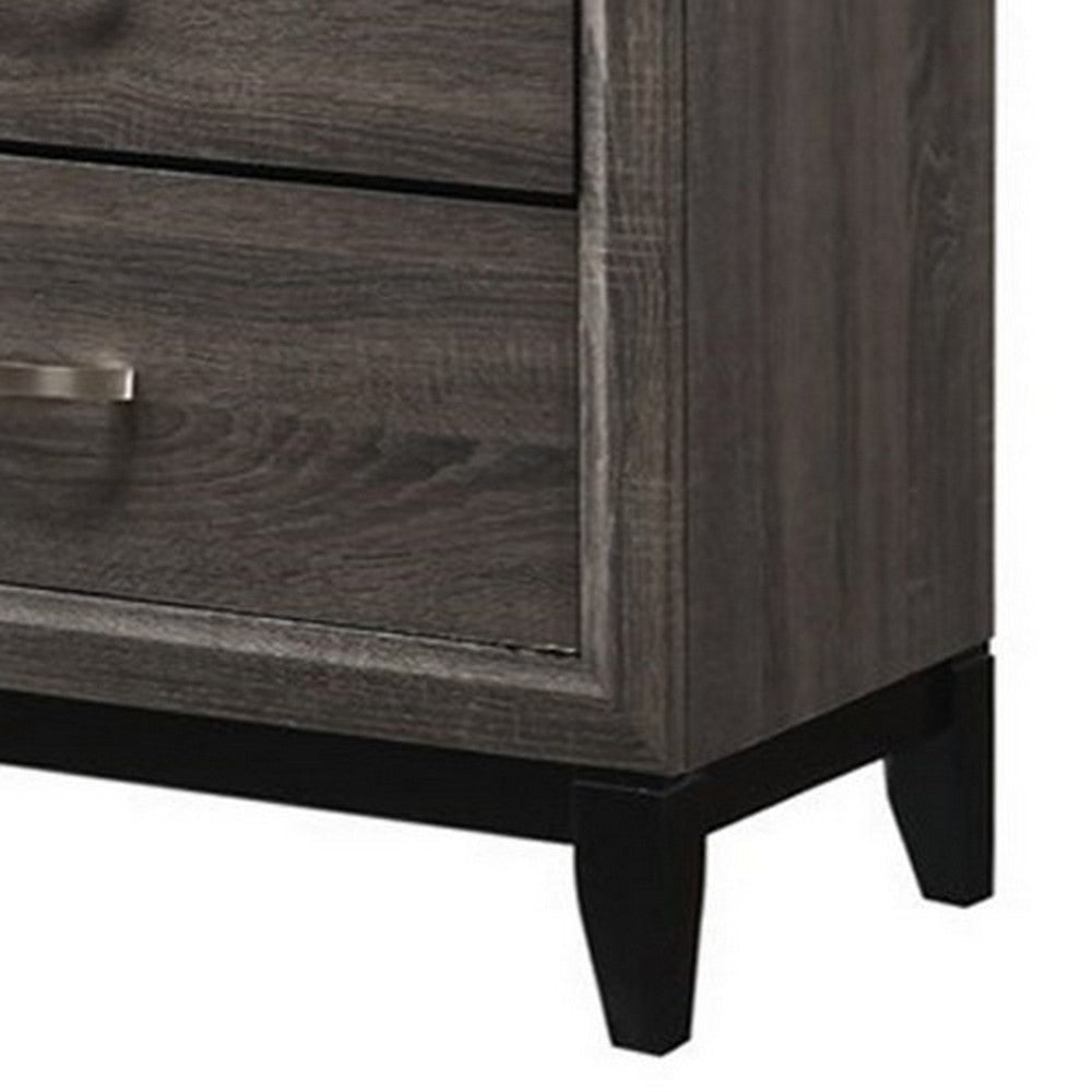 Transitional Style Dresser with 6 Drawers and Metal Pulls Gray and Black BM215267