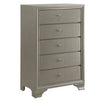Tall Dresser Chest | 5 Drawer | Decorative Knobs | Bracket Feet | Champagne