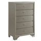 Tall Dresser Chest | 5 Drawer | Decorative Knobs | Bracket Feet | Champagne
