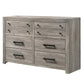 Transitional Style Wooden Dresser with Bar Handles and Grain Details, Gray By Casagear Home