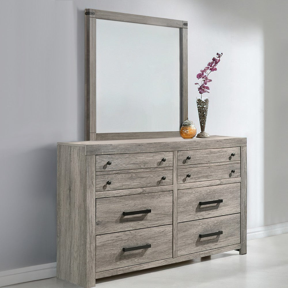 Transitional Style Wooden Dresser with Bar Handles and Grain Details Gray By Casagear Home BM215295