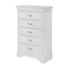 5 Drawer Transitional Chest with Bracket Feet and Hanging Pull, White