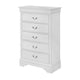 5 Drawer Transitional Chest with Bracket Feet and Hanging Pull, White