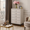 Tall Dresser Chest | 5 Drawer | Curved Handle | Chamfered Feet | White