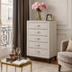Tall Dresser Chest | 5 Drawer | Curved Handle | Chamfered Feet | White