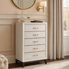 Tall Dresser Chest | 5 Drawer | Curved Handle | Chamfered Feet | White