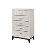 Tall Dresser Chest | 5 Drawer | Curved Handle | Chamfered Feet | White