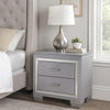 Nightstand | 2 Drawer | Textured | Mirror Accents | Gray