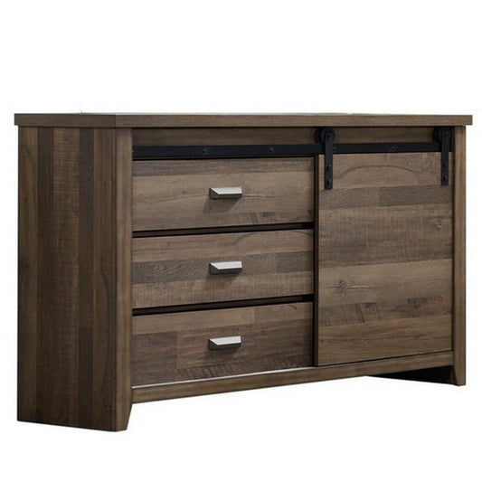 Dresser | Sliding Barn Door | Drawers | Wood | Brown