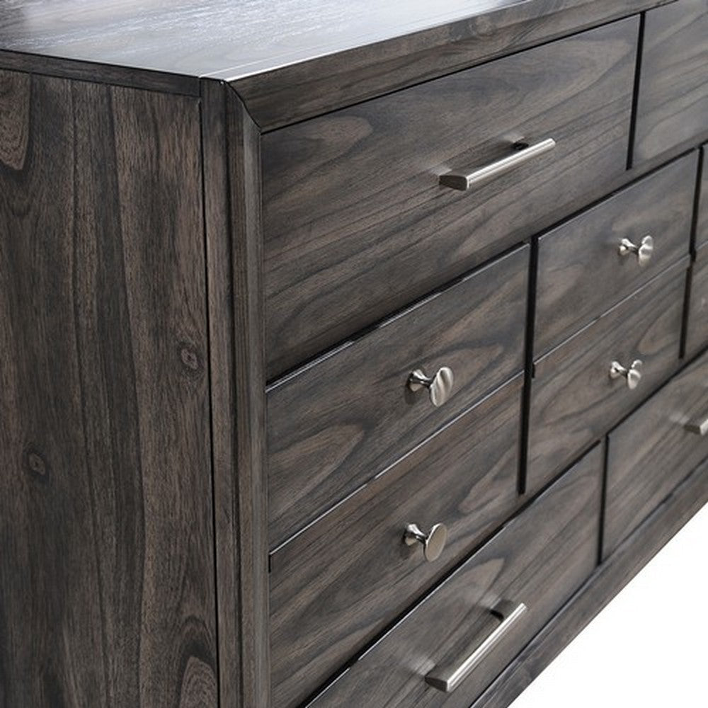 Wooden Dresser with Grain Texture and 7 Spacious Drawers Gray By Casagear Home BM215395