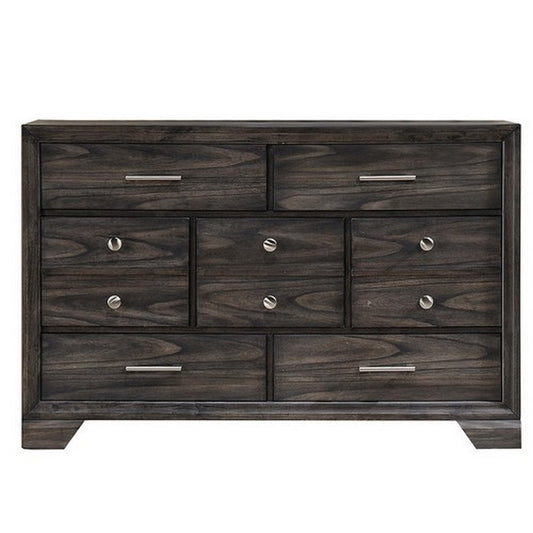 Dresser | Grain Texture | 7 Drawers | Wood | Gray
