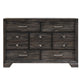 Dresser | Grain Texture | 7 Drawers | Wood | Gray