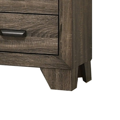 Nightstand | 2 Drawer | Metal Handles | Bracket Legs | Brown