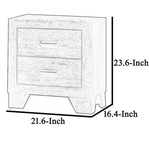 Nightstand | 2 Drawer | Metal Handles | Bracket Legs | Brown