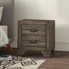 Nightstand | 2 Drawer | Metal Handles | Bracket Legs | Brown