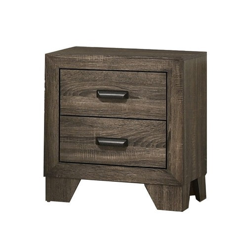 Nightstand | 2 Drawer | Metal Handles | Bracket Legs | Brown