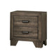 Nightstand | 2 Drawer | Metal Handles | Bracket Legs | Brown