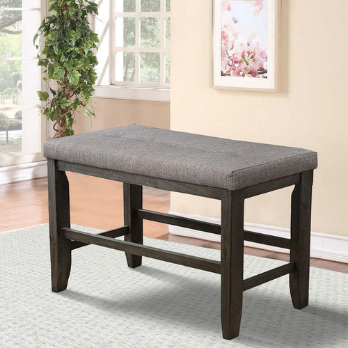 Bench | Counter Height | Fabric Upholstered | Brown & Gray