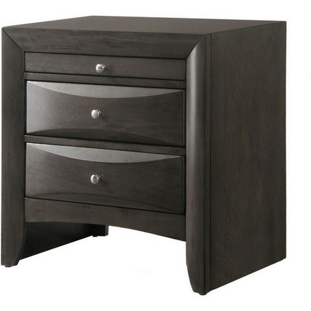 2 Drawer Nightstand with Pull Out Tray, Brown By Casagear Home