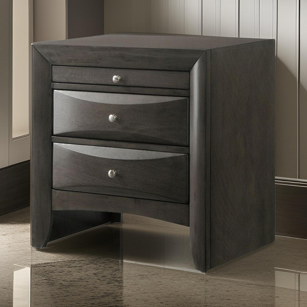 Nightstand | 2 Drawer | Pull Out Tray | Wood | Brown