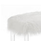 Contemporary Bench with Faux Fur Seat and Acrylic Legs, White and Clear By Casagear Home