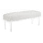 Contemporary Bench with Faux Fur Seat and Acrylic Legs, White and Clear By Casagear Home
