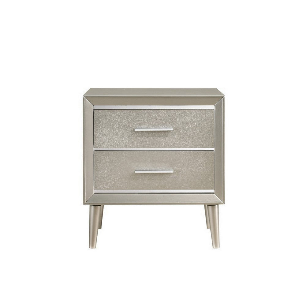 2 Drawer Nightstand with Splayed Legs Silver BM215526